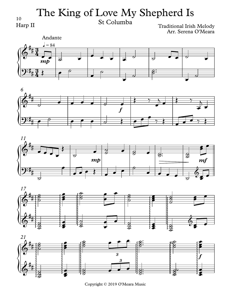 The King of Love My Shepherd Is, St Columba, Harp II Celtic Harp scores gallery preview page 2
