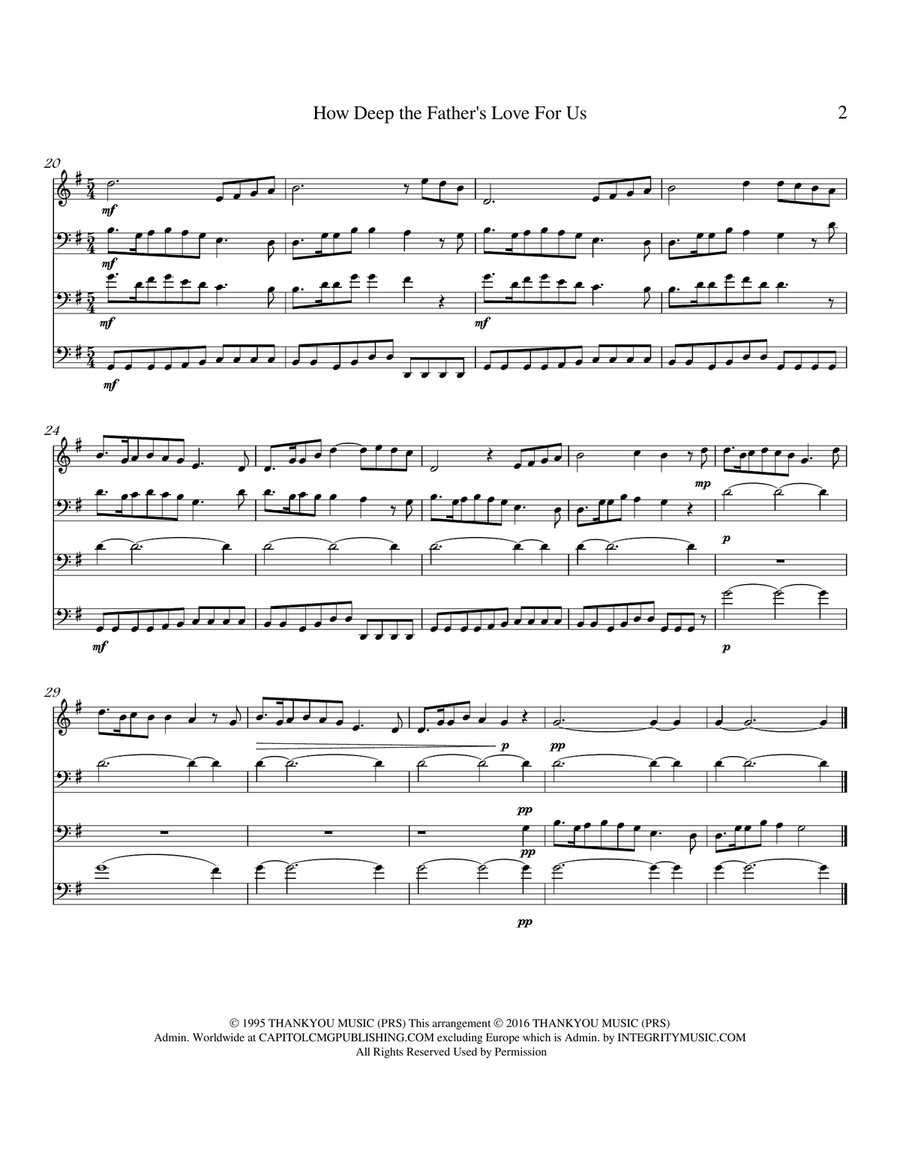 How Deep The Father's Love For Us Cello scores gallery preview page 2