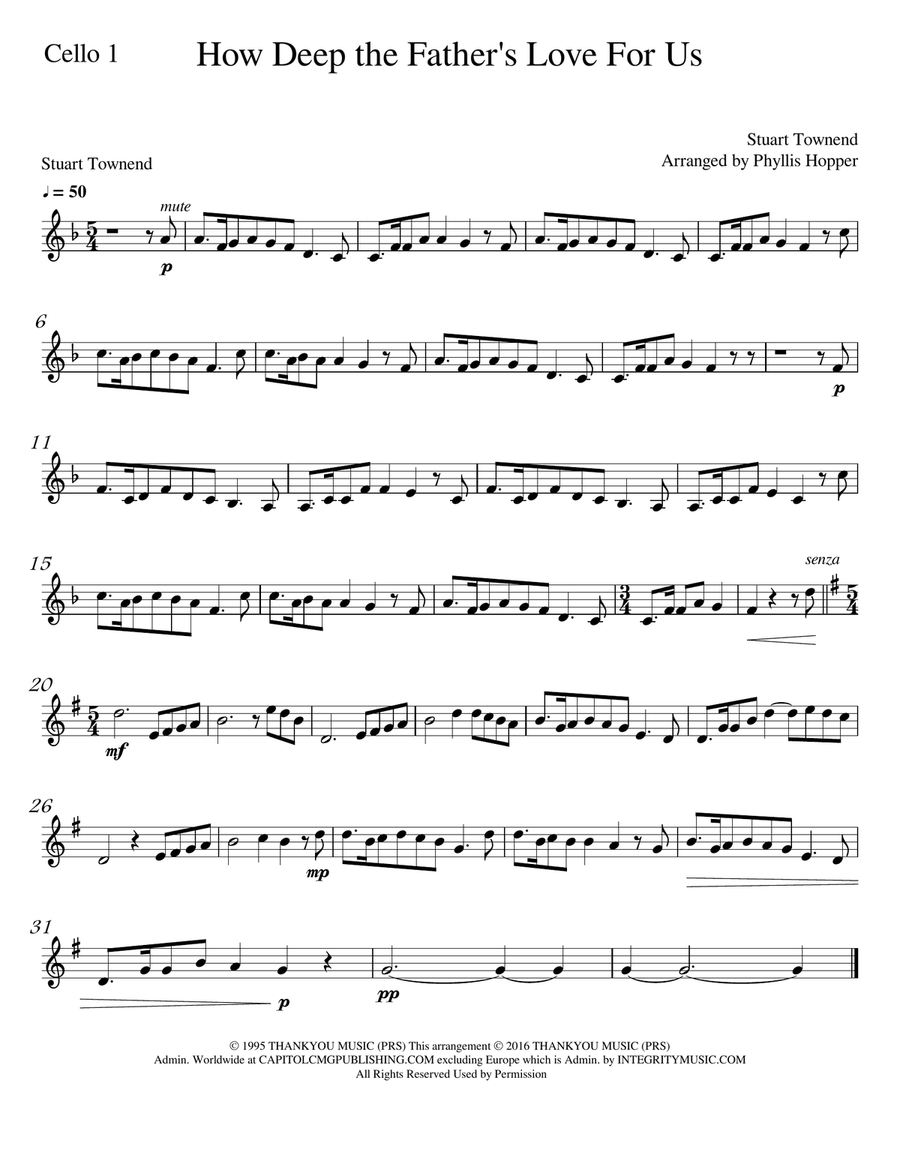How Deep The Father's Love For Us Cello scores gallery preview page 3