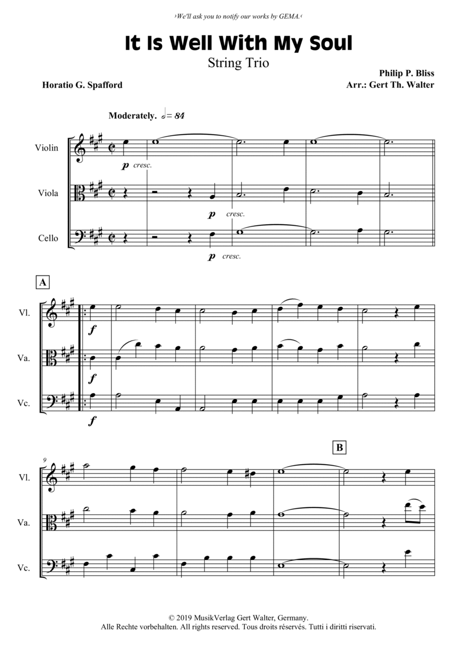 It Is Well With My Soul It Is Well With My Soul String Trio scores gallery preview page 1
