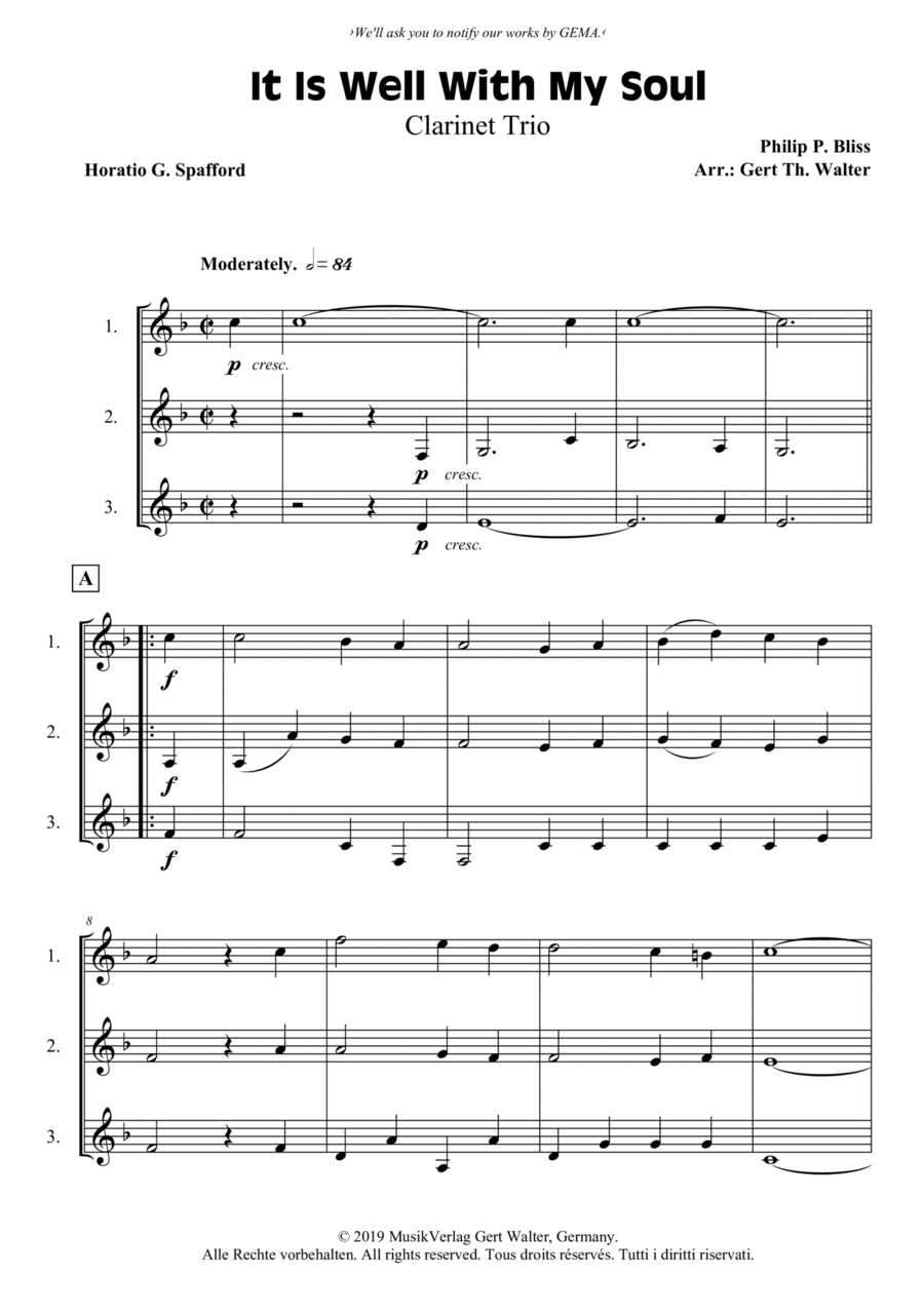It Is Well With My Soul Woodwind Trio scores gallery preview page 1