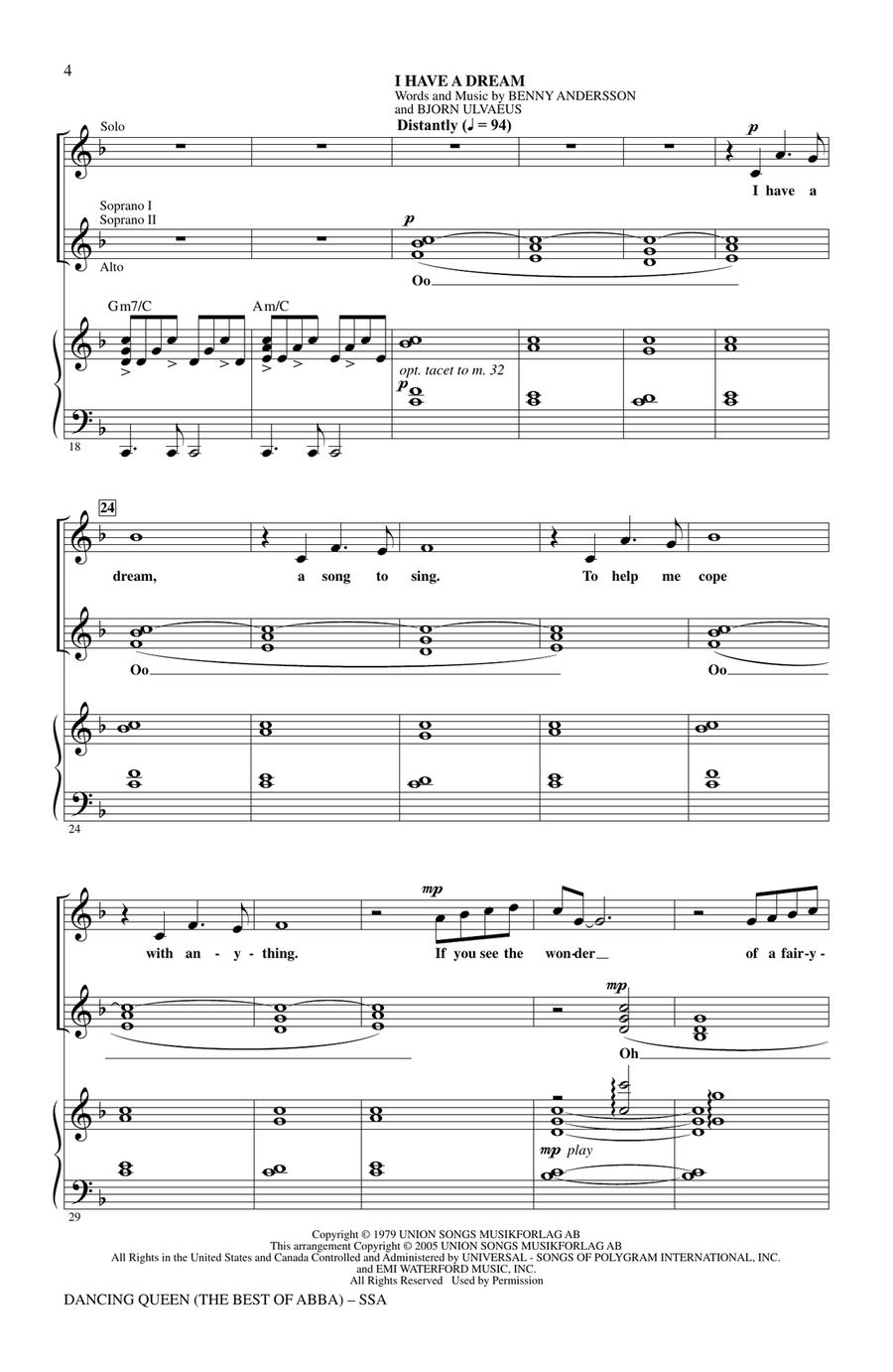 Mamma Mia! - Highlights from the Movie Soundtrack (arr. Mac Huff) SSA scores gallery preview page 2