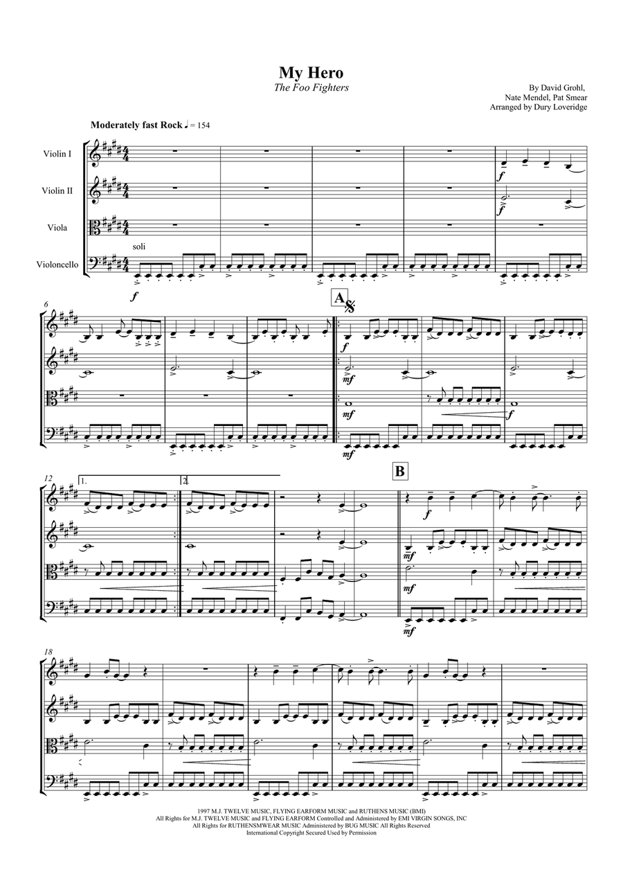 My Hero String Quartet scores gallery preview page 2