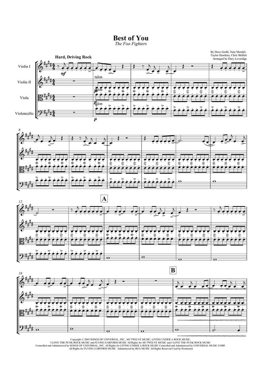 Best Of You Best Of You String Quartet scores gallery preview page 2