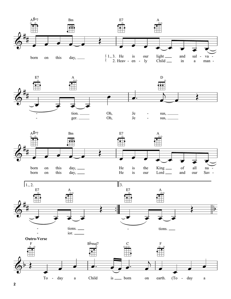 Jesus Born On This Day Jesus Born On This Day Ukulele scores gallery preview page 2