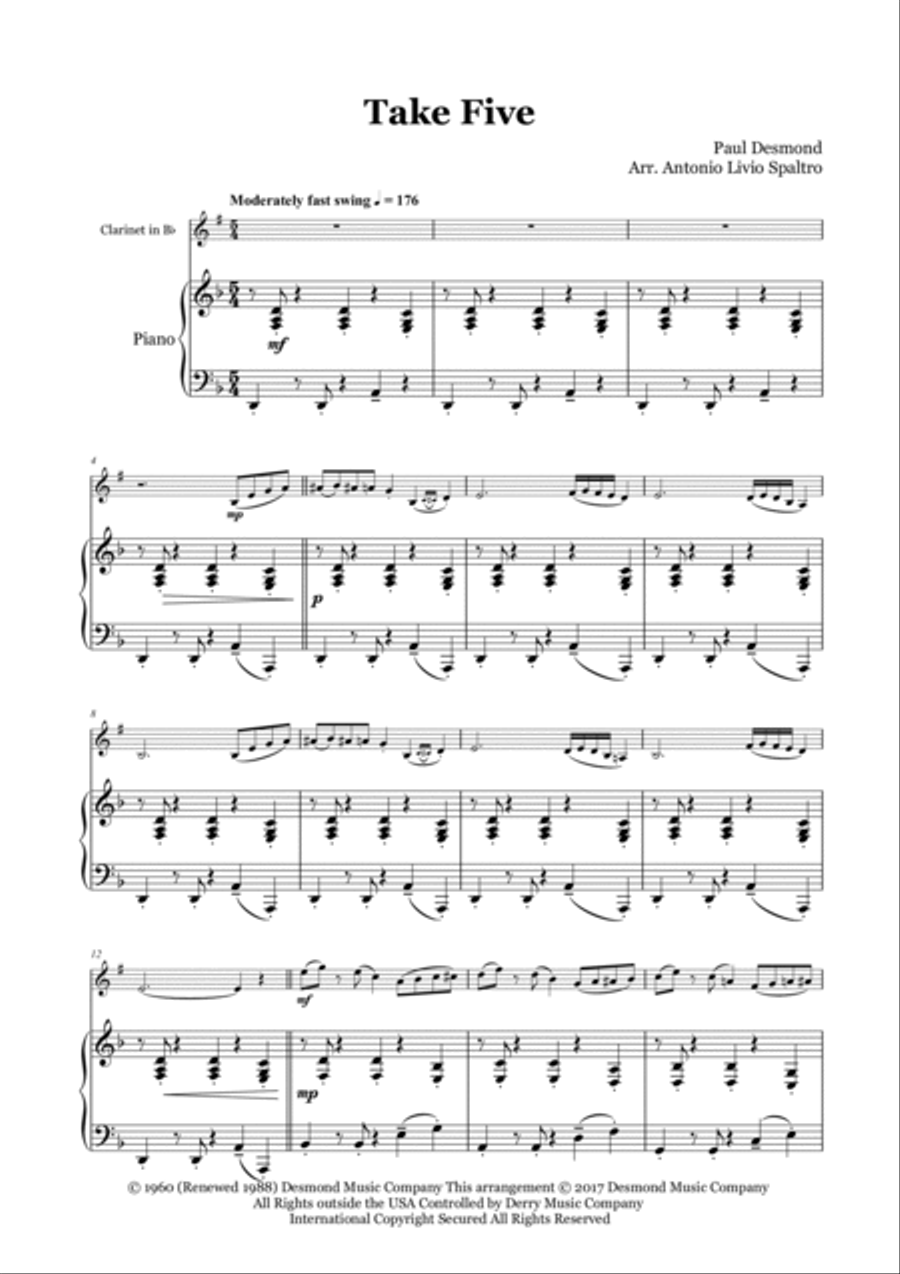 Take Five Clarinet Solo scores gallery preview page 2