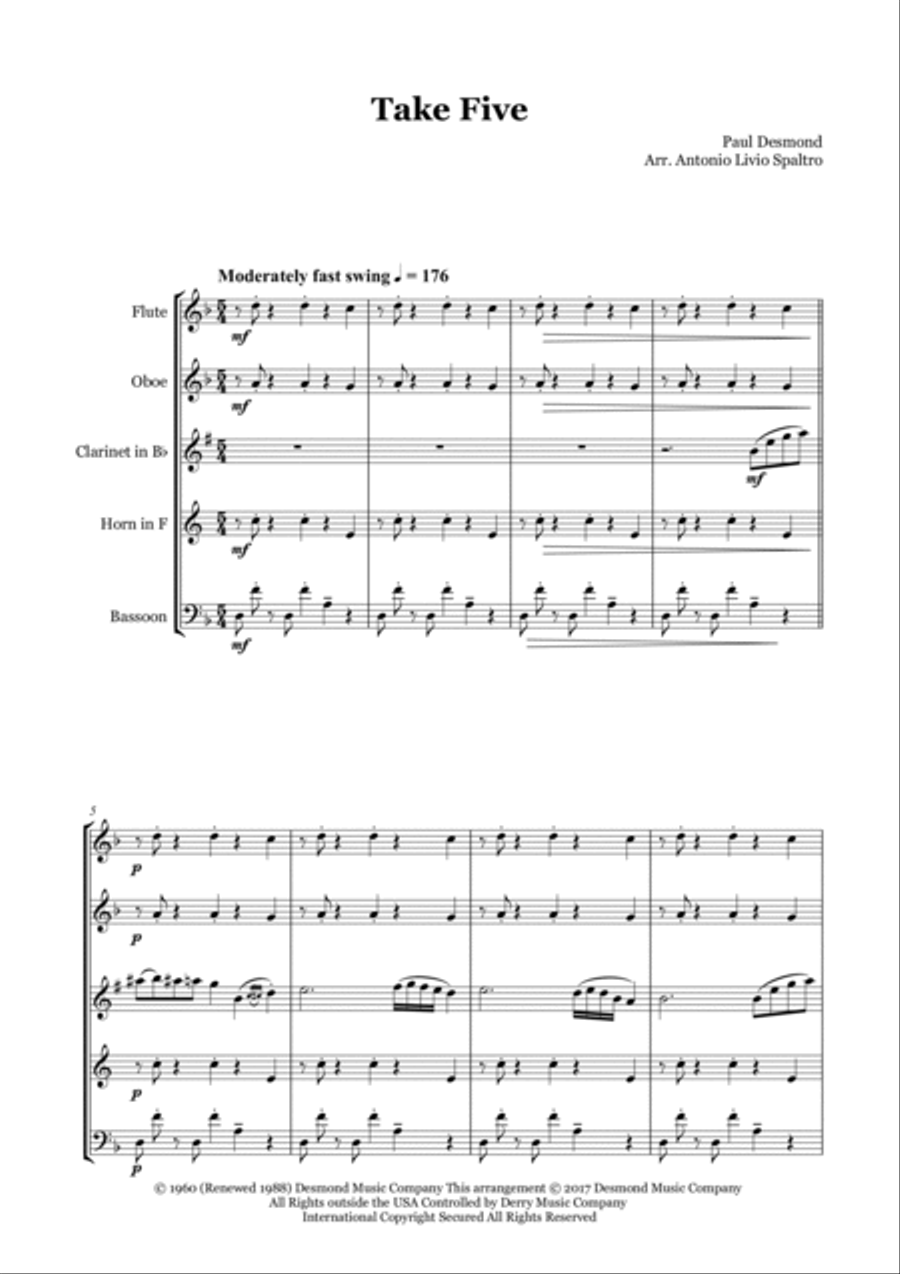 Take Five Woodwind Quintet scores gallery preview page 2