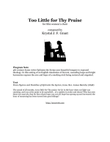 Too Little for Thy Praise
