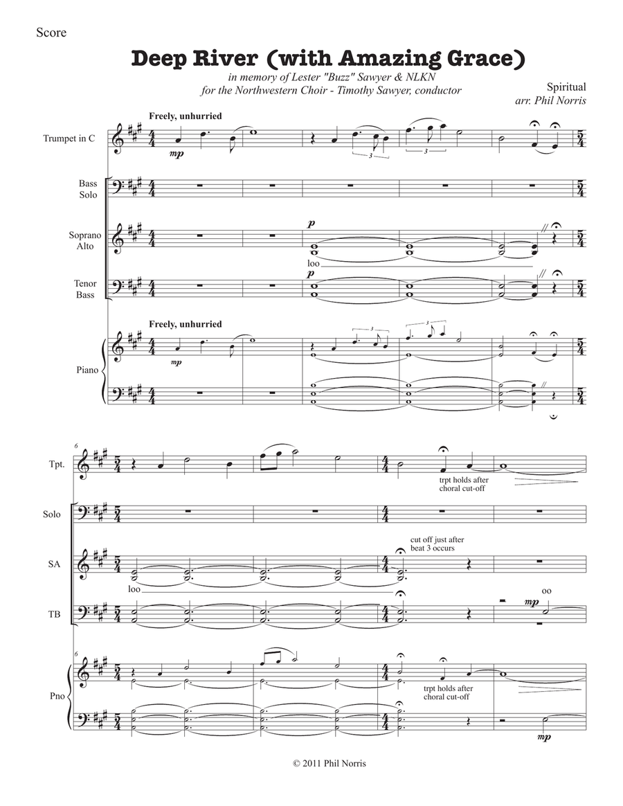 Deep River (with Amazing Grace) 4-Part scores gallery preview page 2