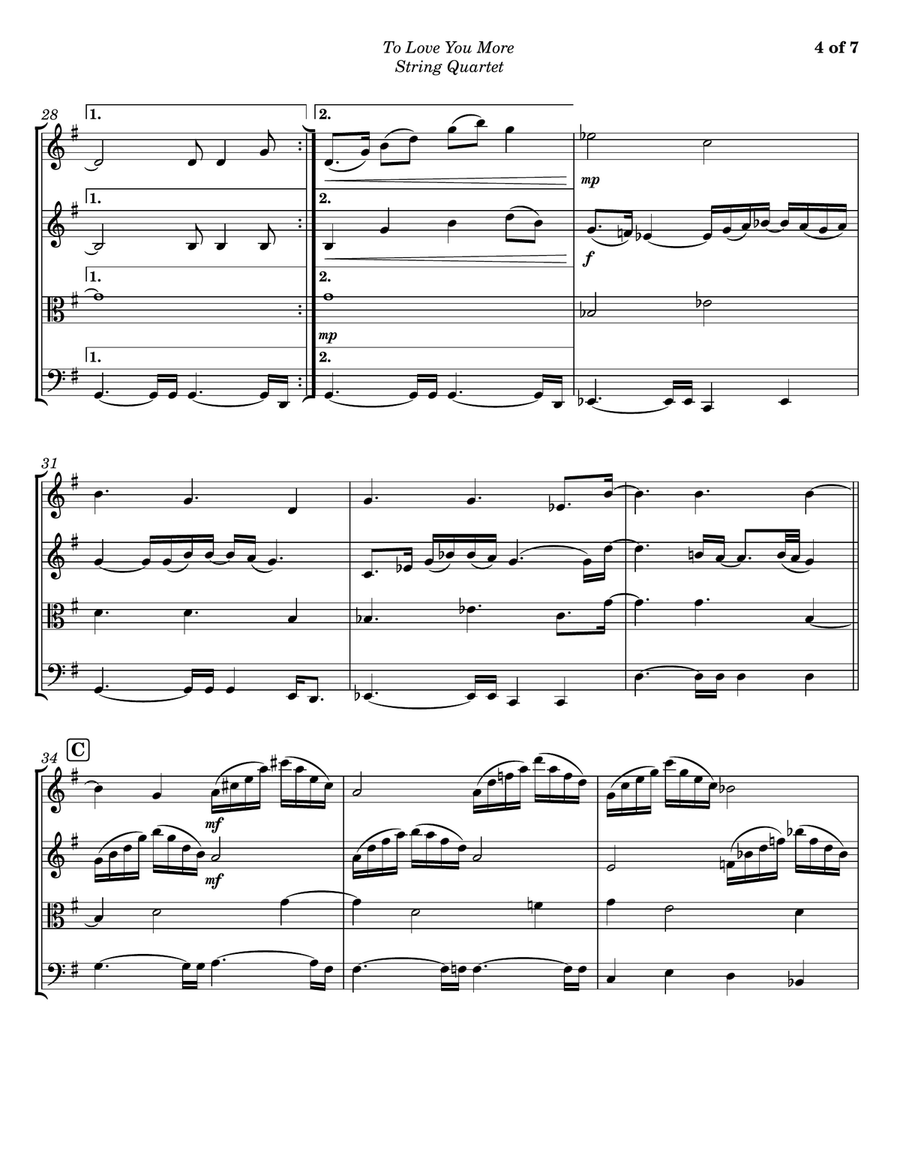 To Love You More To Love You More String Quartet scores gallery preview page 4