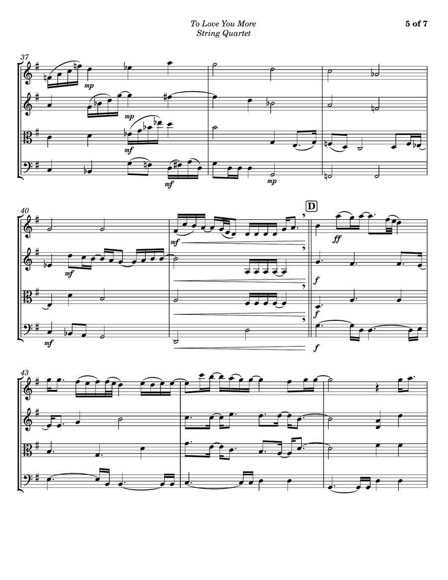 To Love You More To Love You More String Quartet scores gallery preview page 5