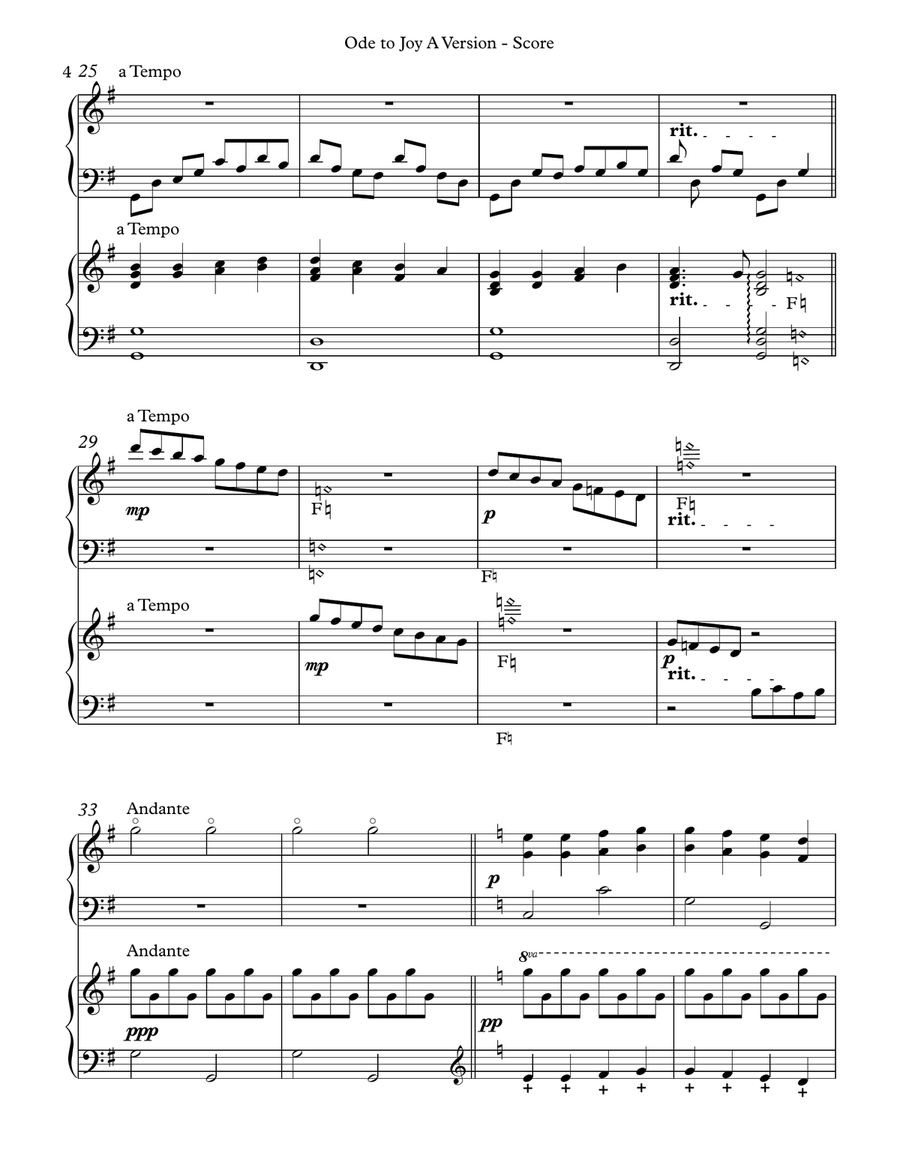 Ode to Joy, Multi-Level Duet for Harps, A Version Score & Parts Pedal Harp scores gallery preview page 4
