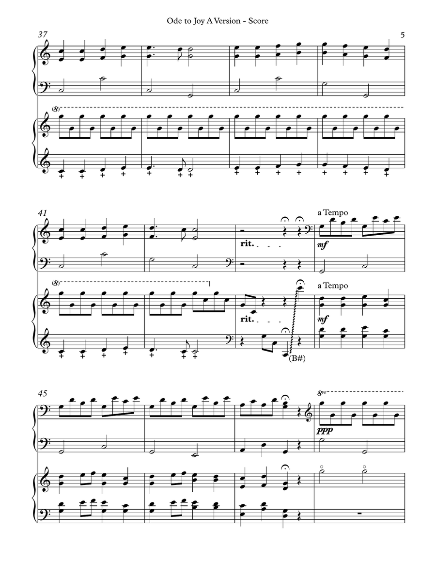 Ode to Joy, Multi-Level Duet for Harps, A Version Score & Parts Pedal Harp scores gallery preview page 5