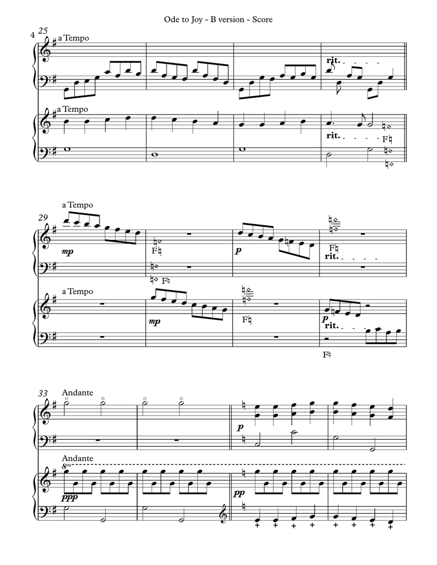 Ode to Joy, Multi-Level Duet for Harps, B Version Score & Parts Pedal Harp scores gallery preview page 4