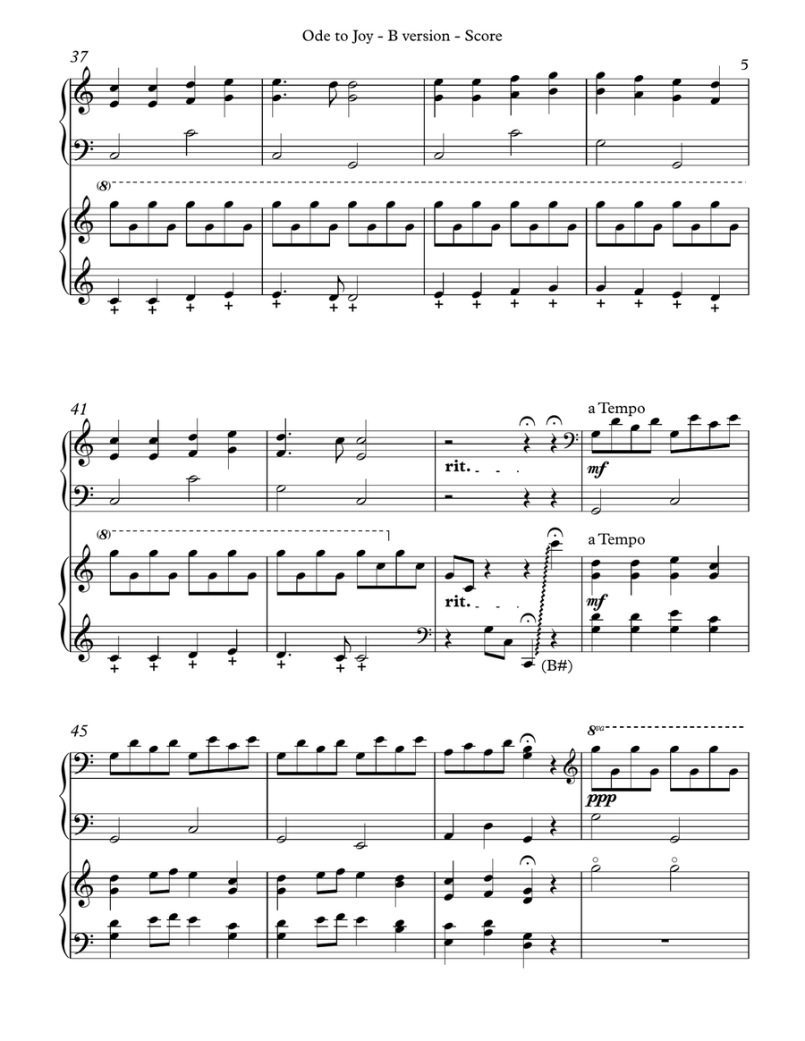 Ode to Joy, Multi-Level Duet for Harps, B Version Score & Parts Pedal Harp scores gallery preview page 5