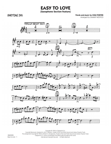 Easy to Love (arr. Sammy Nestico) - Baritone Sax