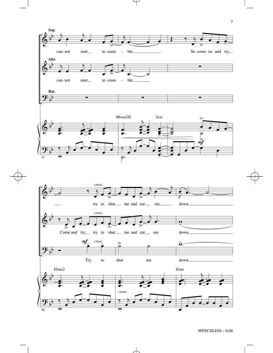 Speechless (from Disney's Aladdin) (arr. Jacob Narverud) 3-Part scores gallery preview page 6