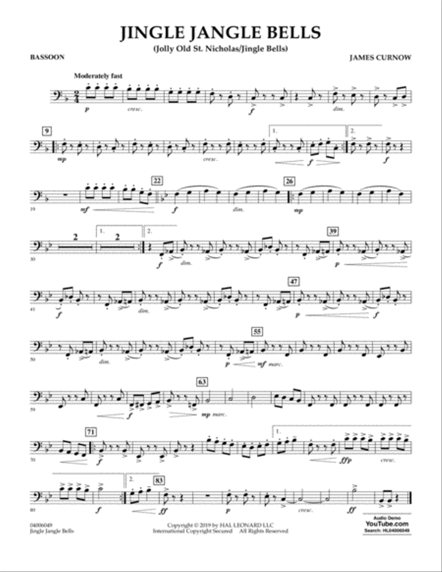 Jingle Jangle Bells (Jolly Old St. Nicholas/Jingle Bells) - Bassoon Concert Band scores gallery preview page 1