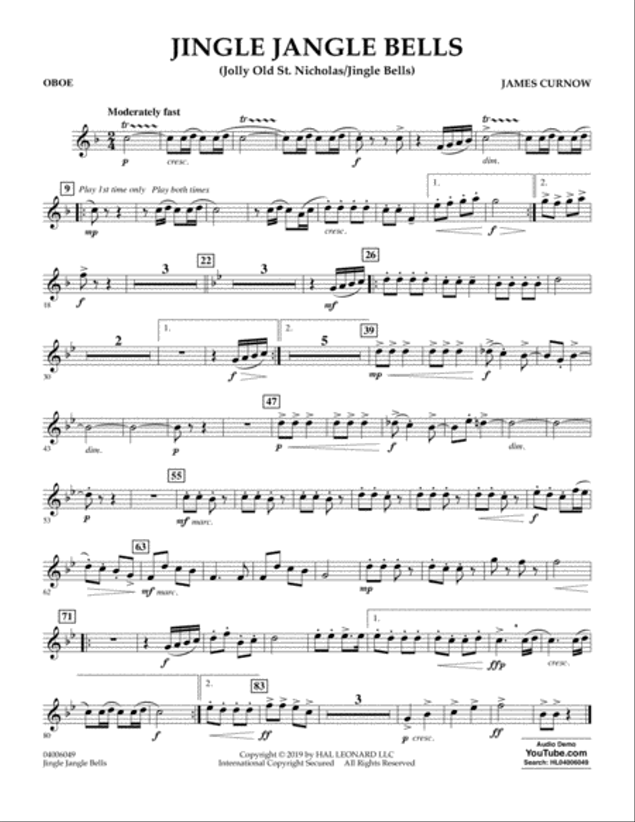 Jingle Jangle Bells (Jolly Old St. Nicholas/Jingle Bells) - Oboe Concert Band scores gallery preview page 1