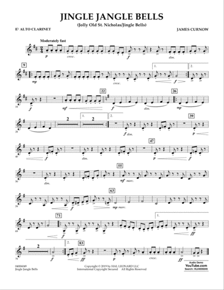 Jingle Jangle Bells (Jolly Old St. Nicholas/Jingle Bells) - Eb Alto Clarinet Concert Band scores gallery preview page 1