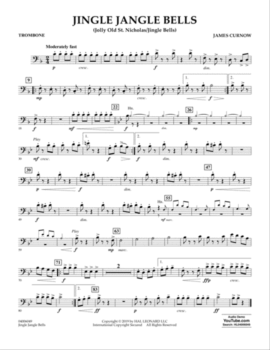 Jingle Jangle Bells (Jolly Old St. Nicholas/Jingle Bells) - Trombone Concert Band scores gallery preview page 1