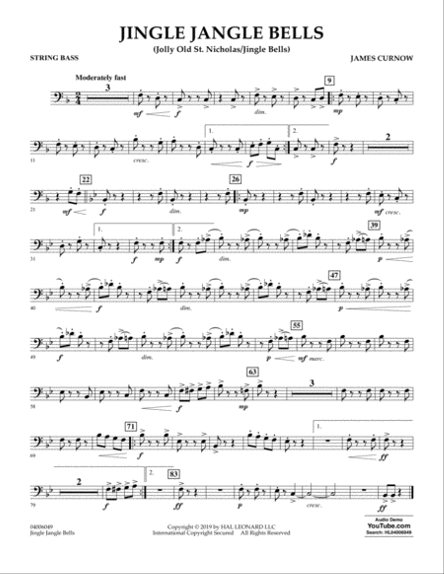 Jingle Jangle Bells (Jolly Old St. Nicholas/Jingle Bells) - Bass Concert Band scores gallery preview page 1