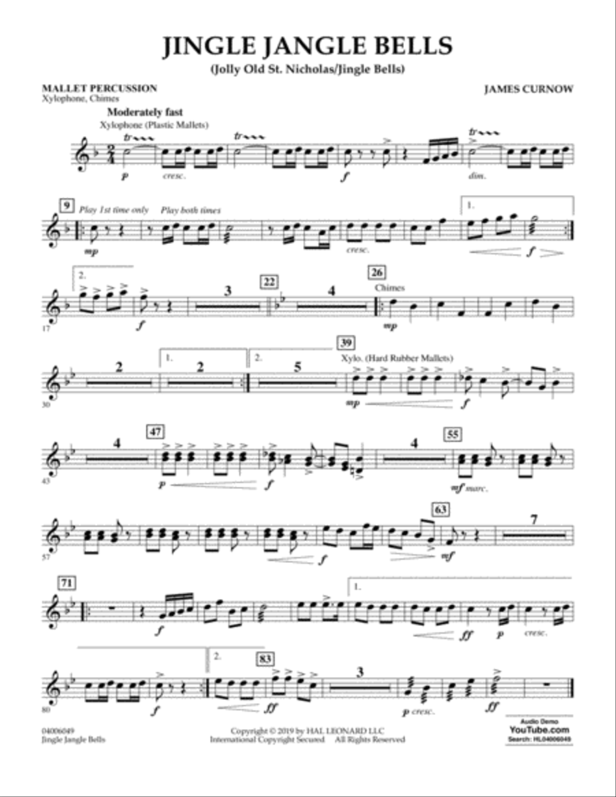 Jingle Jangle Bells (Jolly Old St. Nicholas/Jingle Bells) - Mallet Percussion Concert Band scores gallery preview page 1