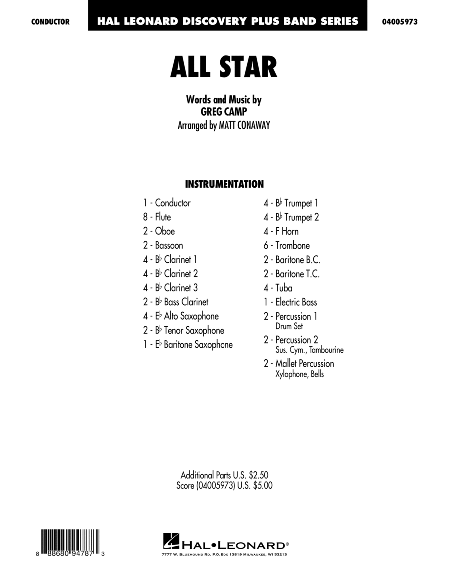 All Star (arr. Matt Conaway) - Conductor Score (Full Score) Concert Band scores gallery preview page 1