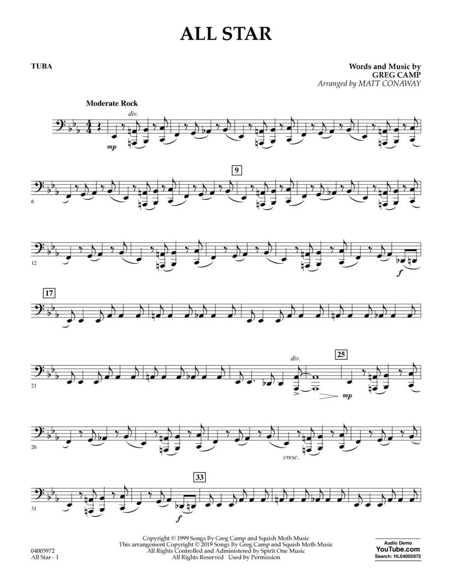All Star (arr. Matt Conaway) - Tuba Concert Band scores gallery preview page 1