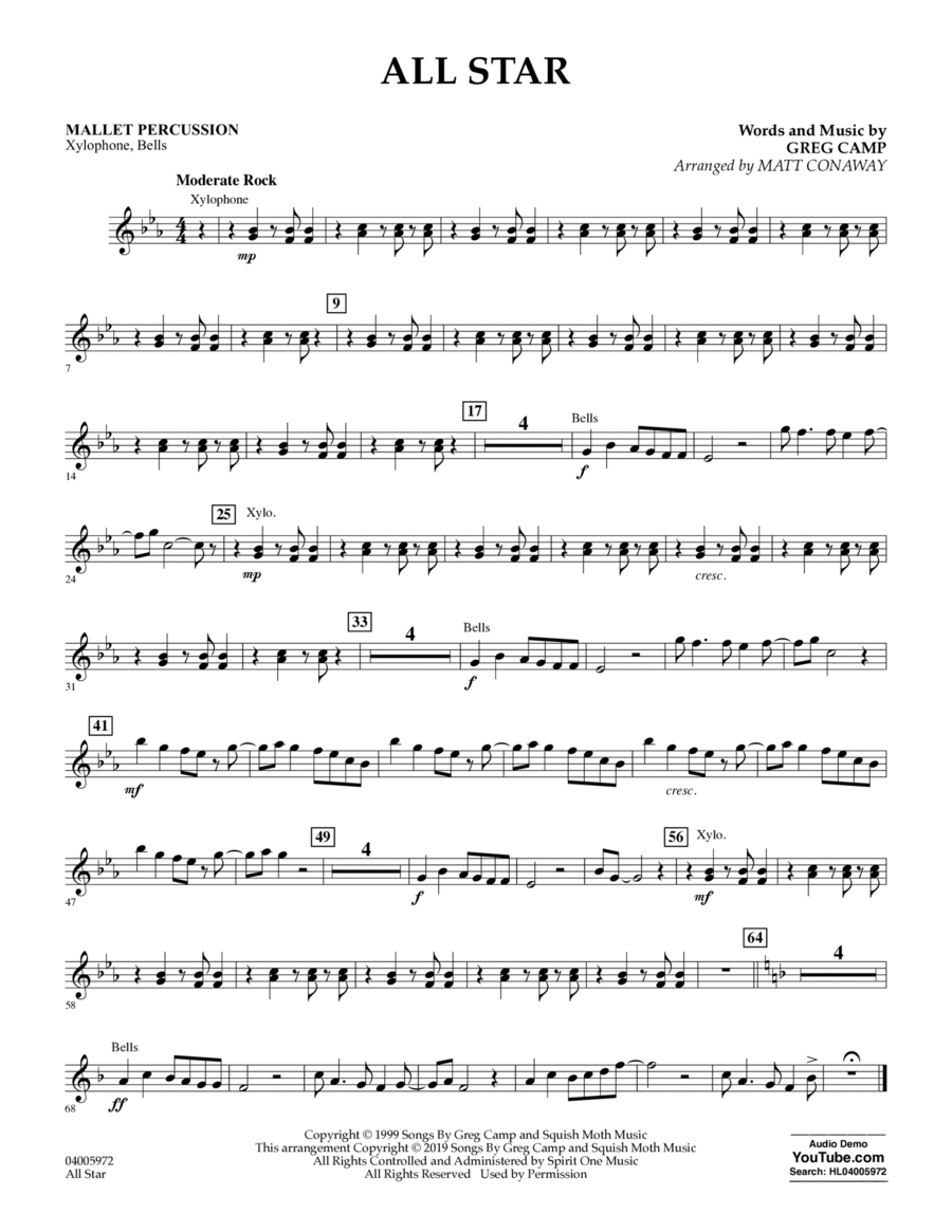 All Star (arr. Matt Conaway) - Mallet Percussion Concert Band scores gallery preview page 1