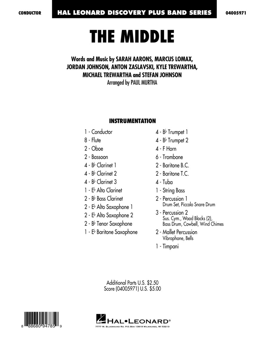 The Middle (arr. Paul Murtha) - Conductor Score (Full Score) Concert Band scores gallery preview page 1