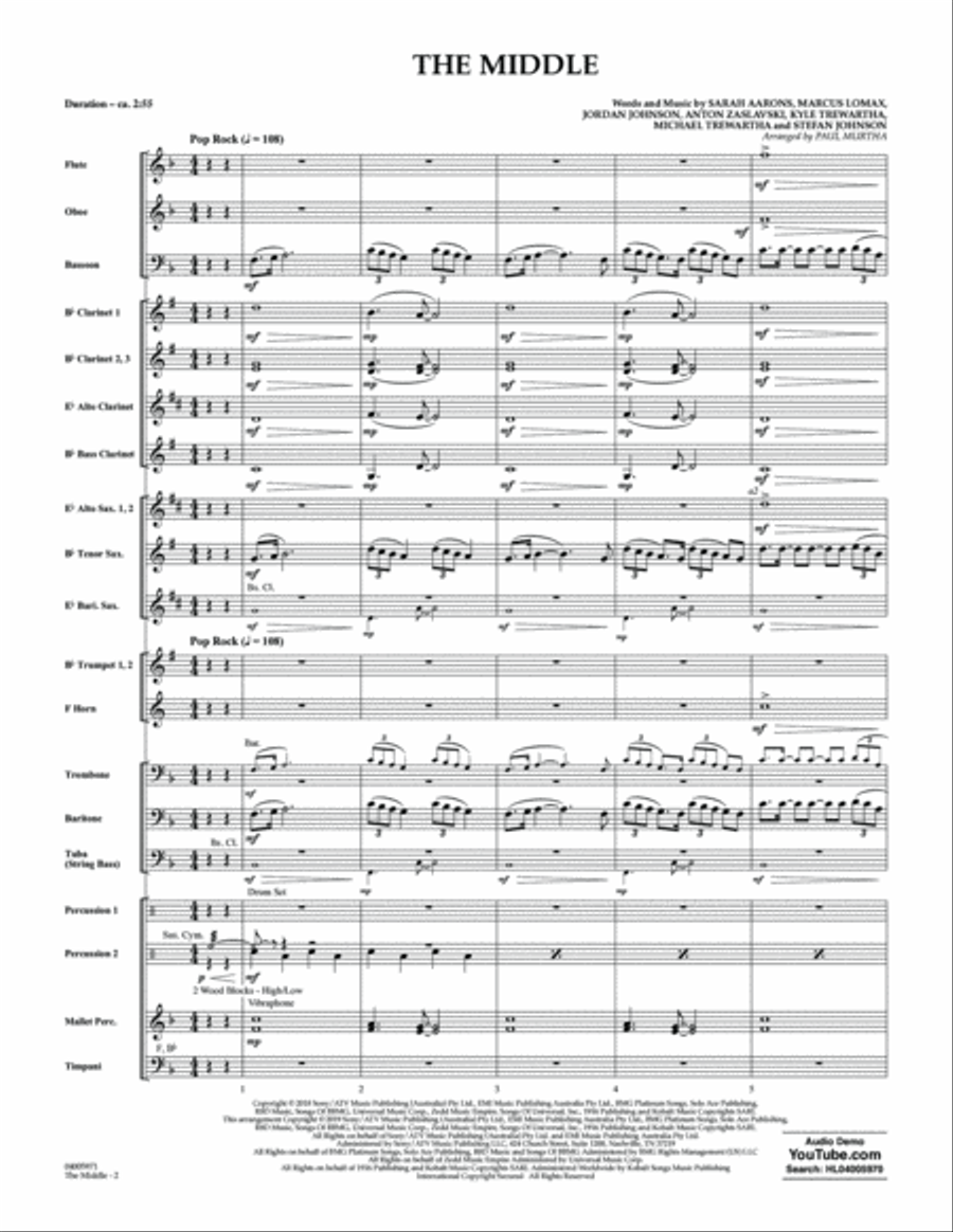 The Middle (arr. Paul Murtha) - Conductor Score (Full Score) Concert Band scores gallery preview page 2