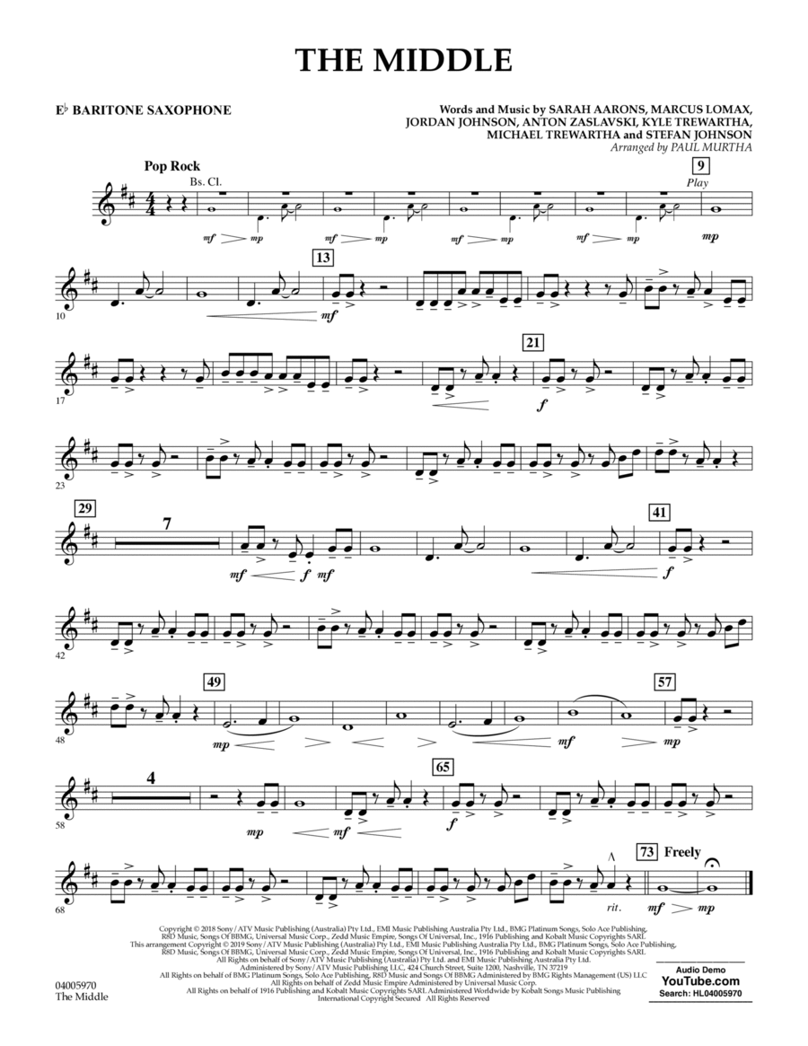 The Middle (arr. Paul Murtha) - Eb Baritone Saxophone Concert Band scores gallery preview page 1