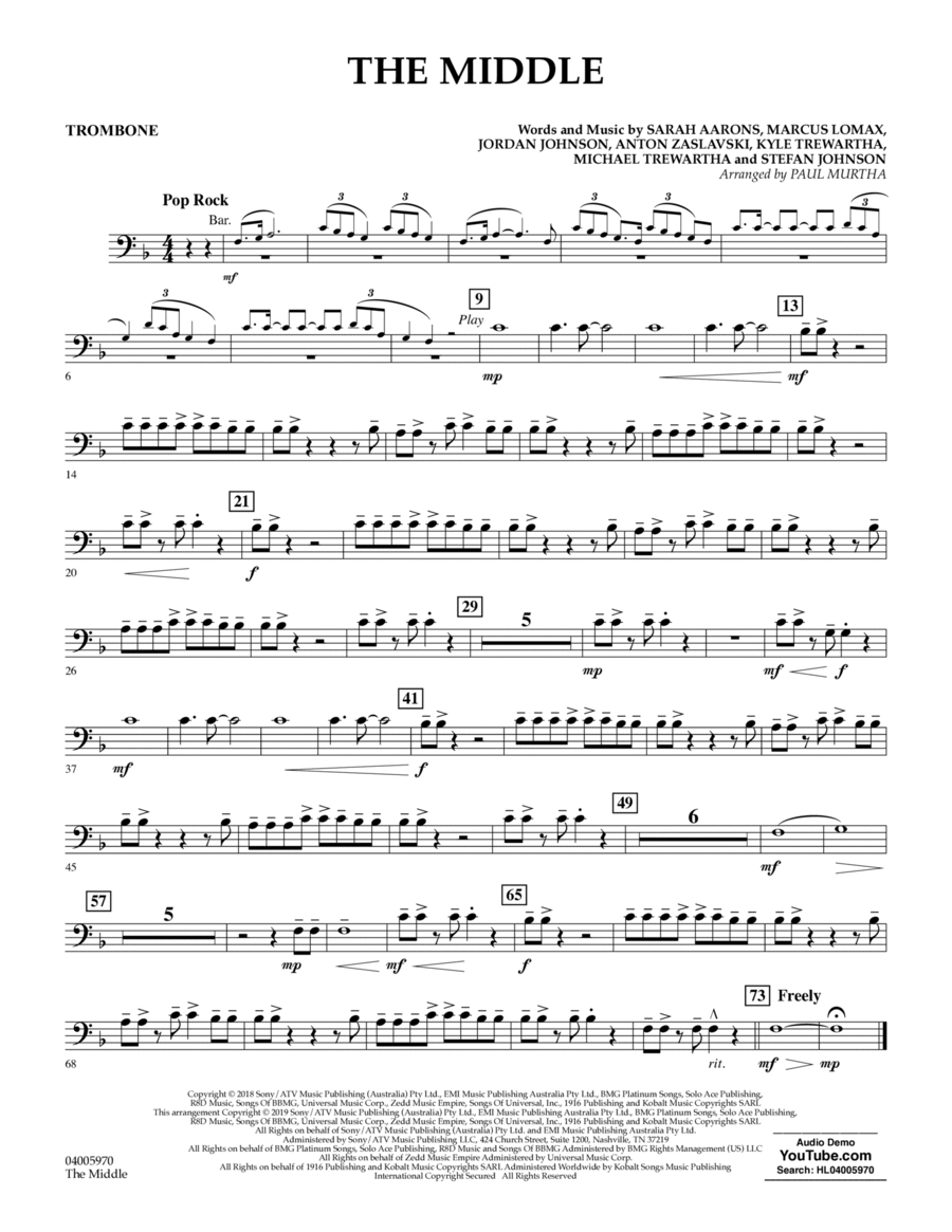 The Middle (arr. Paul Murtha) - Trombone Concert Band scores gallery preview page 1