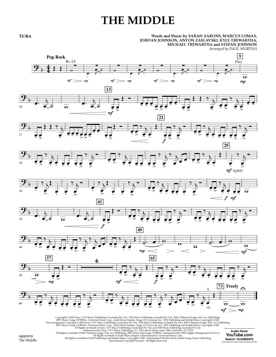 The Middle (arr. Paul Murtha) - Tuba Concert Band scores gallery preview page 1