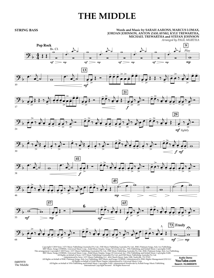 The Middle (arr. Paul Murtha) - Bass Concert Band scores gallery preview page 1