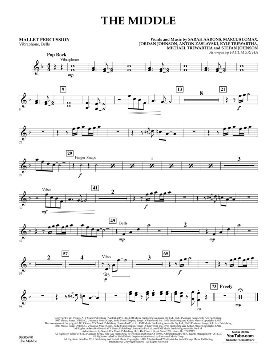 The Middle (arr. Paul Murtha) - Mallet Percussion Concert Band scores gallery preview page 1