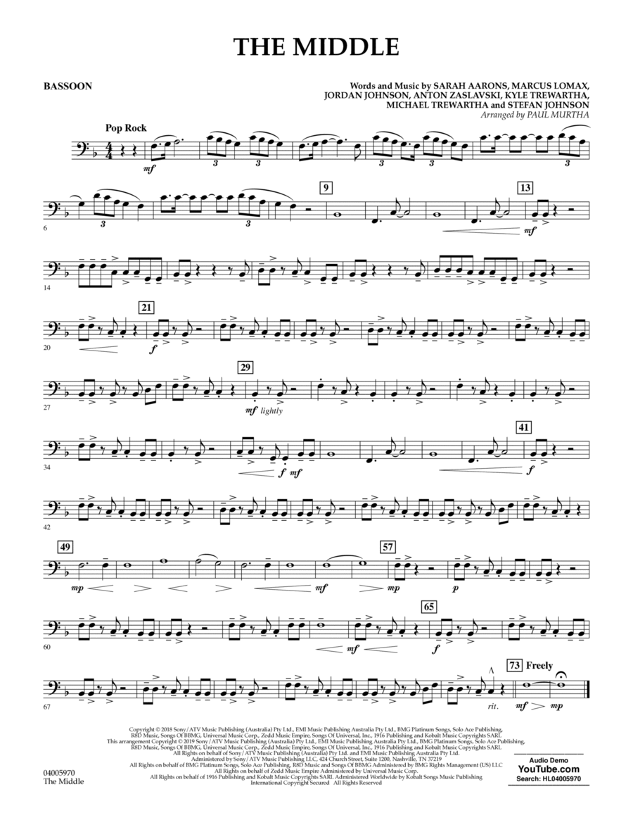 The Middle (arr. Paul Murtha) - Bassoon Concert Band scores gallery preview page 1