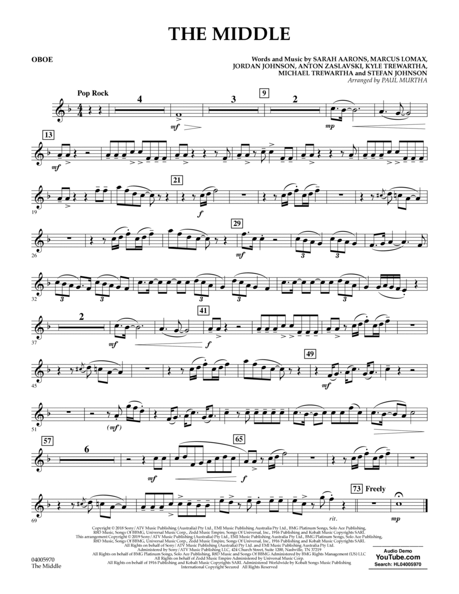 The Middle (arr. Paul Murtha) - Oboe Concert Band scores gallery preview page 1