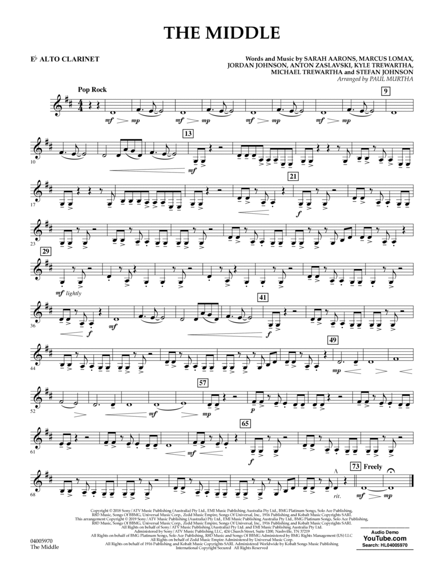 The Middle (arr. Paul Murtha) - Eb Alto Clarinet Concert Band scores gallery preview page 1