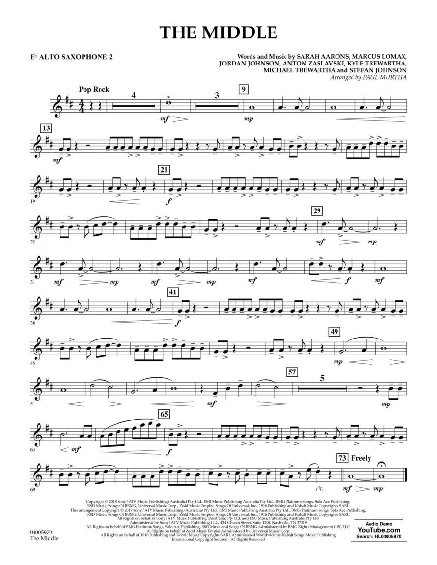 The Middle (arr. Paul Murtha) - Eb Alto Saxophone 2 Concert Band scores gallery preview page 1