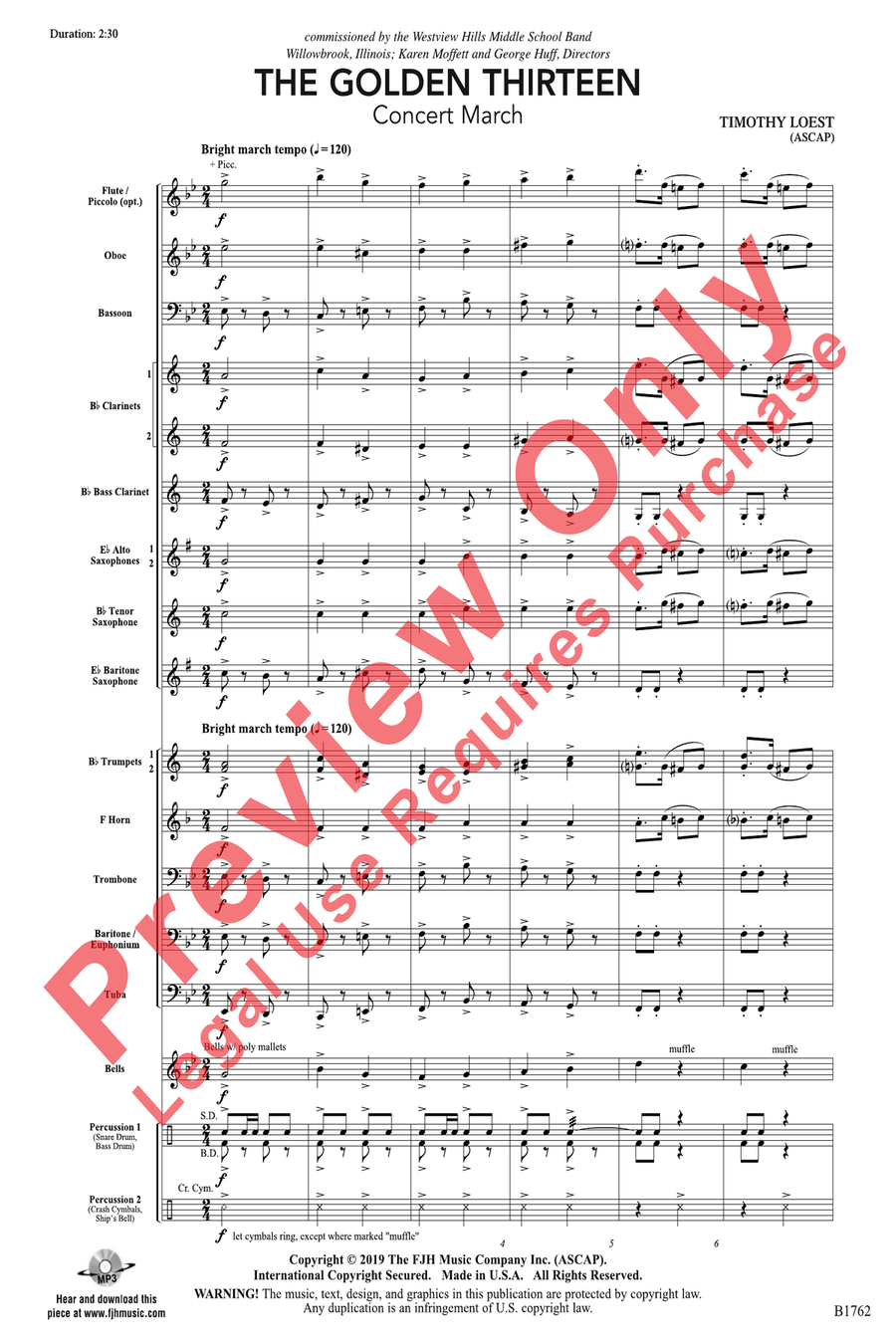 The Golden Thirteen The Golden Thirteen Concert Band scores gallery preview page 3