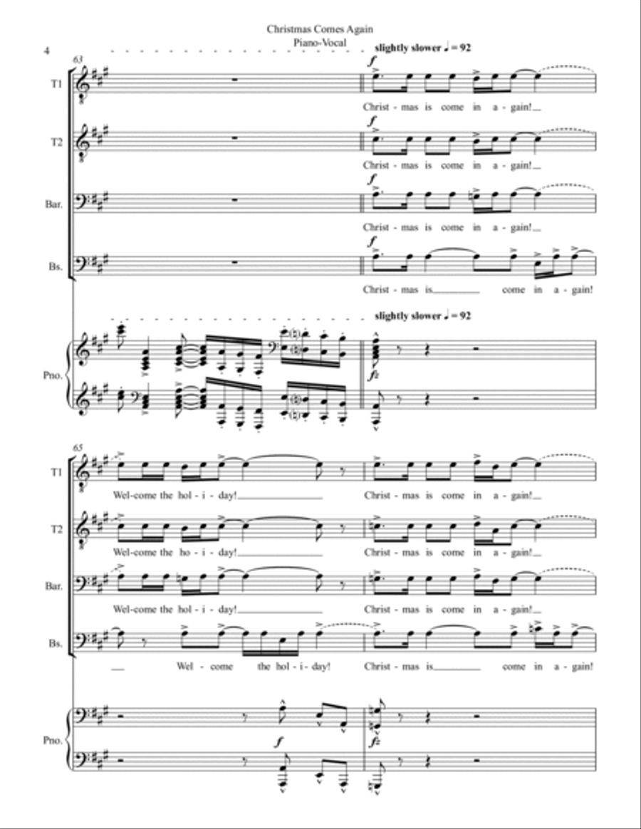 Christmas Comes Again TTBB scores gallery preview page 4