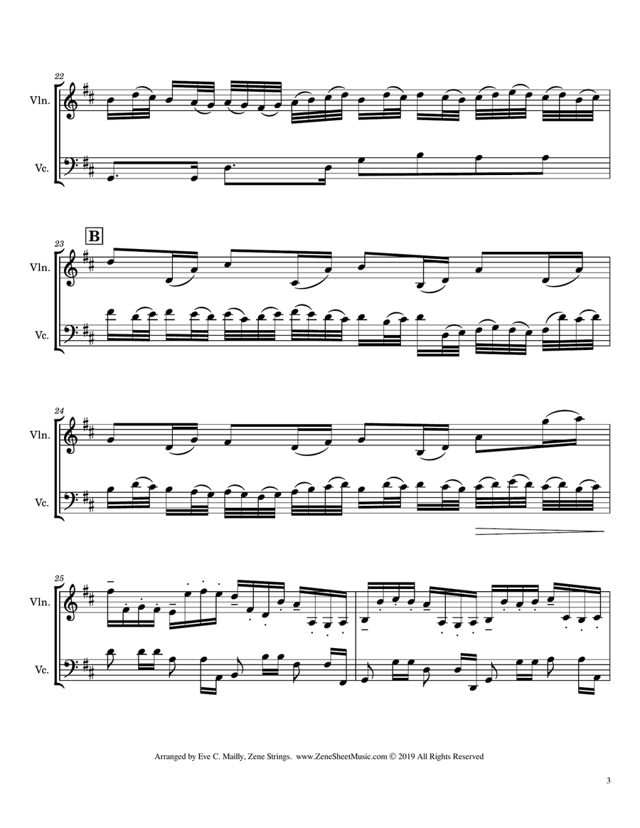 Canon in D (Violin & Cello Duet) String Duet scores gallery preview page 3