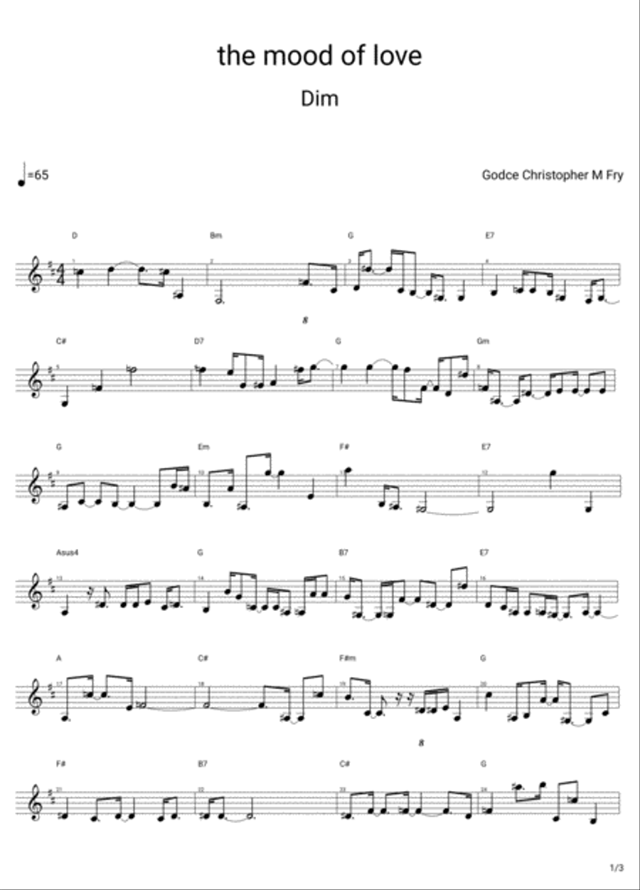 The mood of love Handbell Choir scores gallery preview page 1