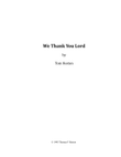 We Thank You Lord