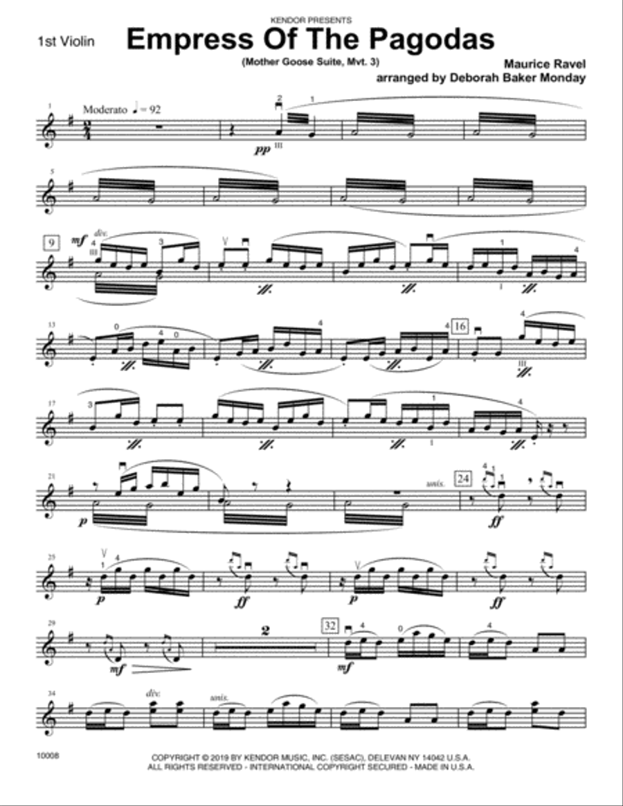 Empress Of The Pagodas (Mother Goose Suite, Mvt. 3) - 1st Violin Violin scores gallery preview page 1