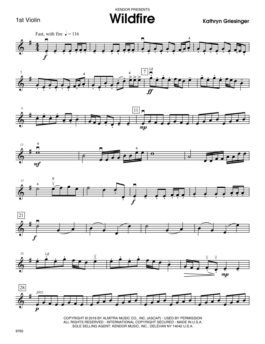 Wildfire - 1st Violin Violin scores gallery preview page 1