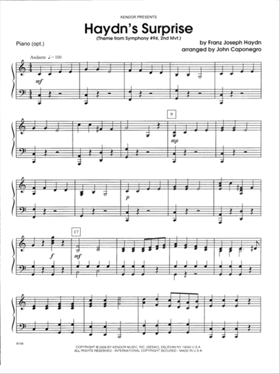 Haydn's Surprise (Theme from Symphony #94, 2nd Mvt.) - Piano Accompaniment Piano Accompaniment scores gallery preview page 1