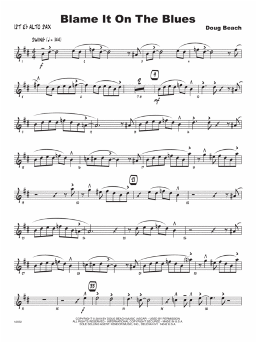 Blame It On The Blues - 1st Eb Alto Saxophone Alto Saxophone scores gallery preview page 1